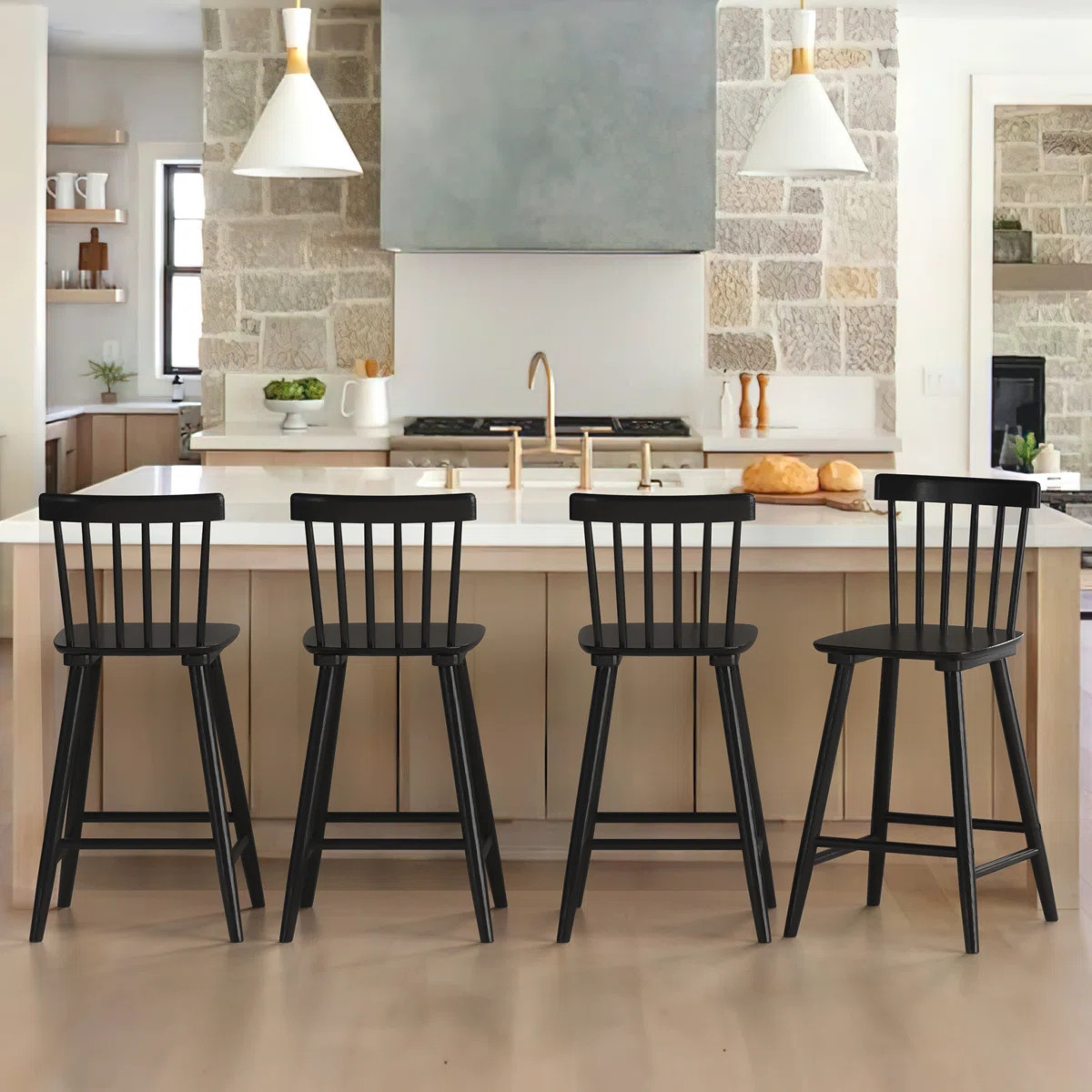 Laurel Foundry Modern Farmhouse® Baggett Solid Wood Windsor Back Stool & Reviews | Wayfair | Wayfair North America