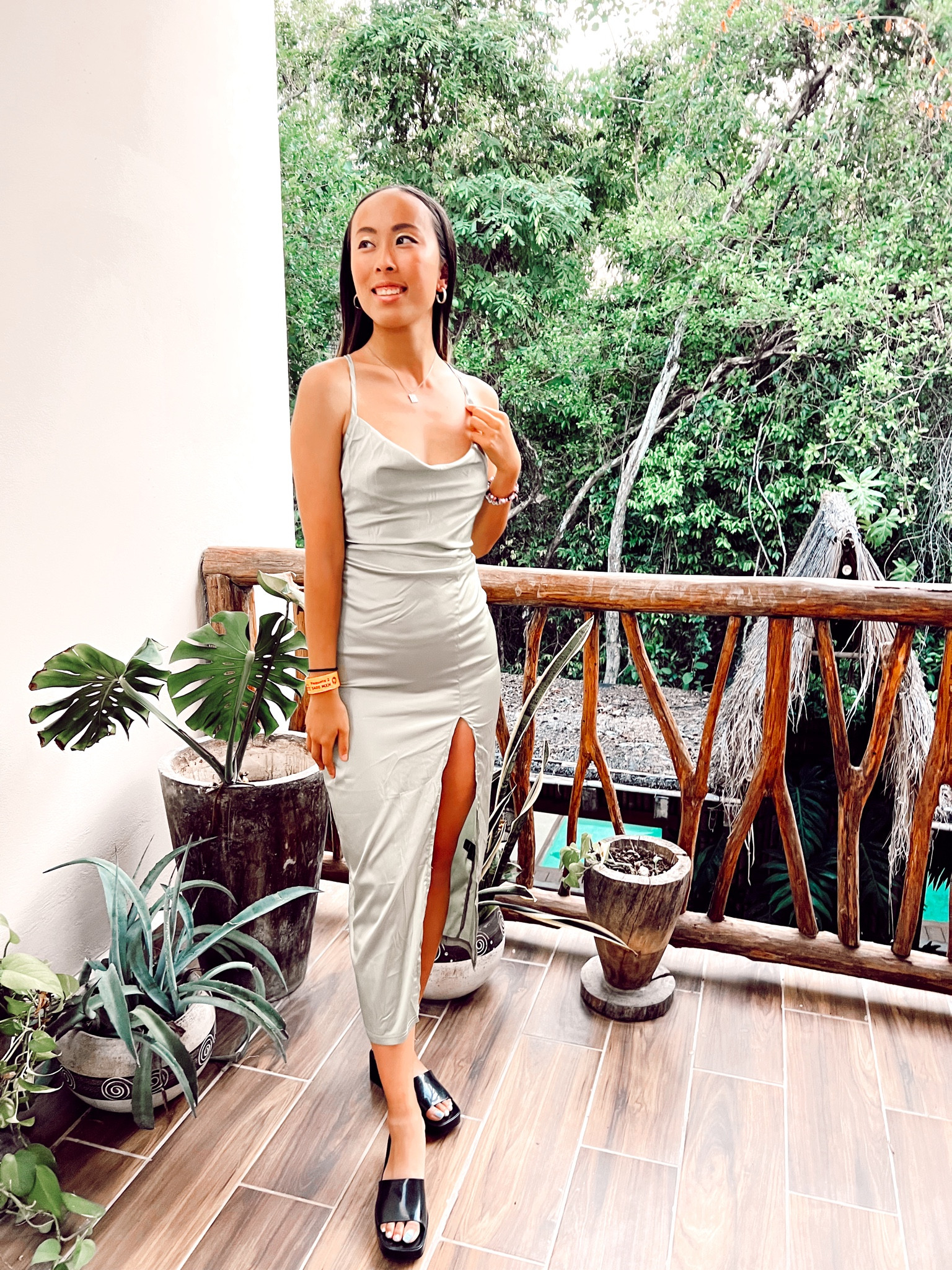 perfect silk maxi dress to wear on a night out! 
•
•
📍tulum, mexico 

#LTKstyletip #LTKtravel #LTKunder50