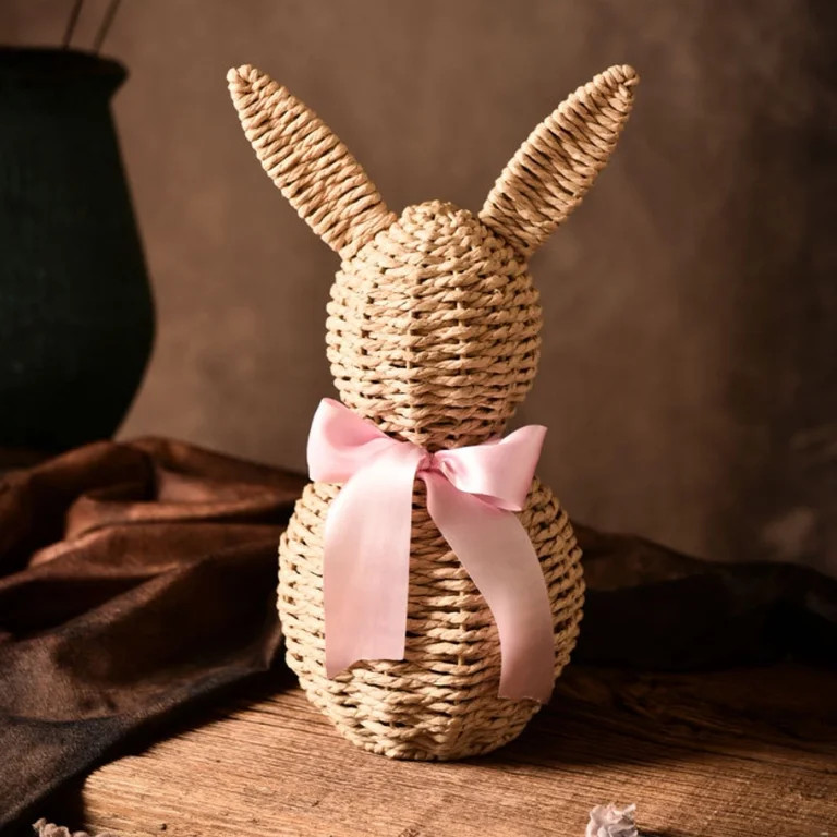 Fwttom 12" Wicker Easter Bunny Simulation Rattan Bunny Outdoor Spring Farmhouse Small Rabbit Deco... | Walmart (US)
