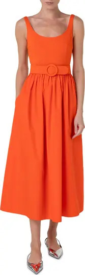 Belted Scoop Neck Midi Dress | Nordstrom