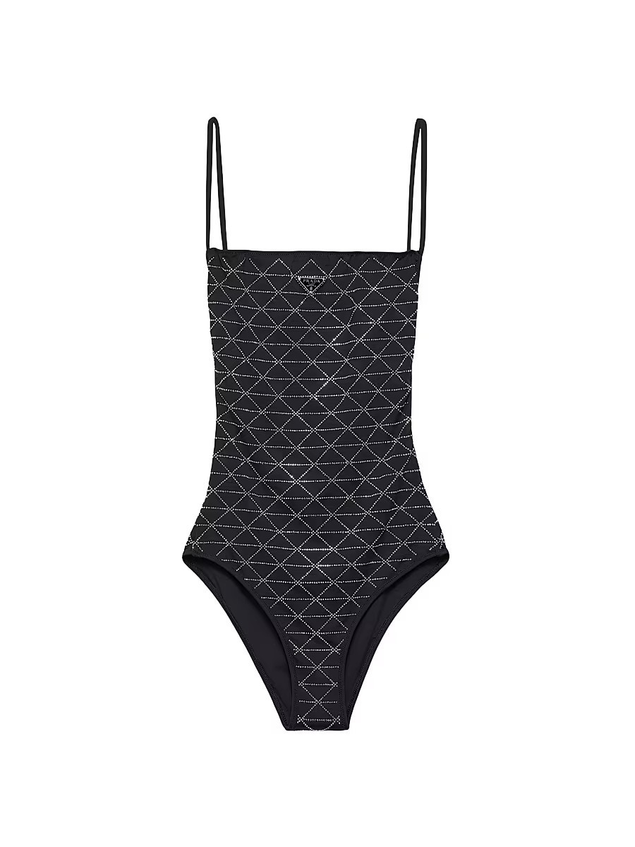 Women's Jersey One-Piece Swimsuit with Rhinestones - Black - Size XS | Saks Fifth Avenue