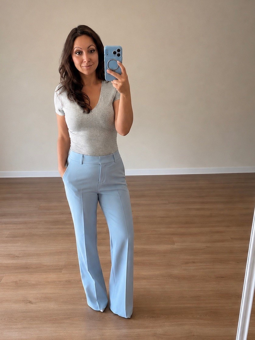 Loving these pieces! The pants are so versatile and I’m obsessed with this soft ice blue color. And this V-neck tee is exactly the kind I’ve been searching for forever

#LTKSaleAlert