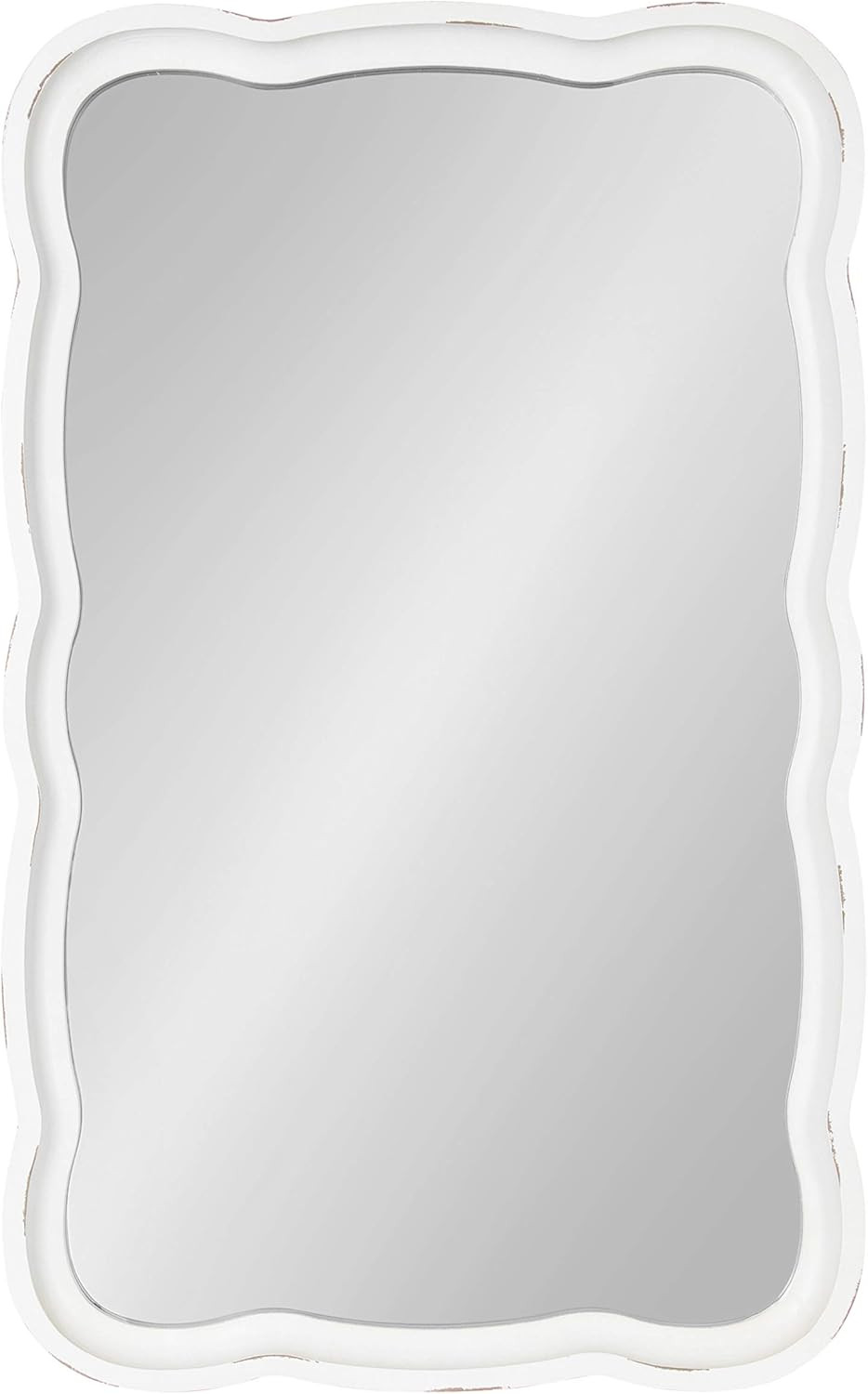 Kate and Laurel Hatherleigh Rustic Scalloped Wall Mirror, 23 x 38, White, Farmhouse Mirror for Wa... | Amazon (US)