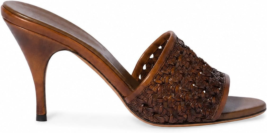 Women's Woven Heeled Sandals Stiletto High Heel Slip On Mules | Amazon (US)