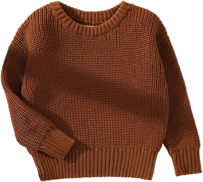 PATPAT Baby Girls Boys Newborn Sweater Crewneck Pull Over Knit Solid Long Sleeve Fall Winter Clot... | Amazon (US)