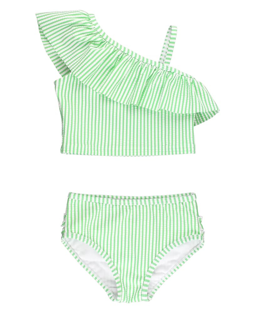 RuffleButts Girls UPF50+ Sun Protection One Shoulder Ruffle Tankini Two Piece Swimsuit | Amazon (US)