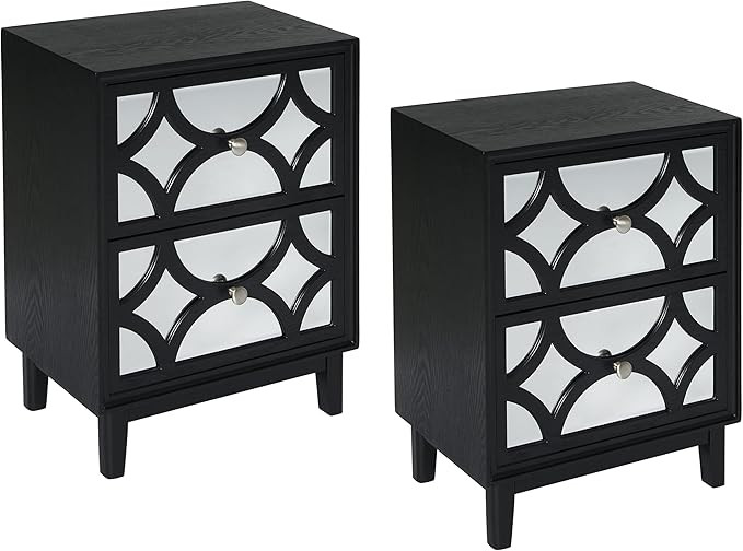 Amazon.com: COZAYH Modern Contemporary Nightstand, 2-Drawer Front Mirror Nightstand, for Small Sp... | Amazon (US)