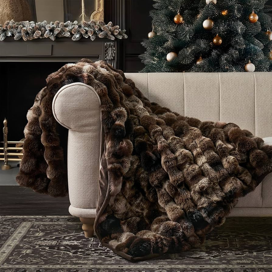 EverGrace Ultra Soft Luxury Fluffy Faux Rabbit Fur Throw Blanket, Thick Warm Bubble Throw for Bed... | Amazon (US)