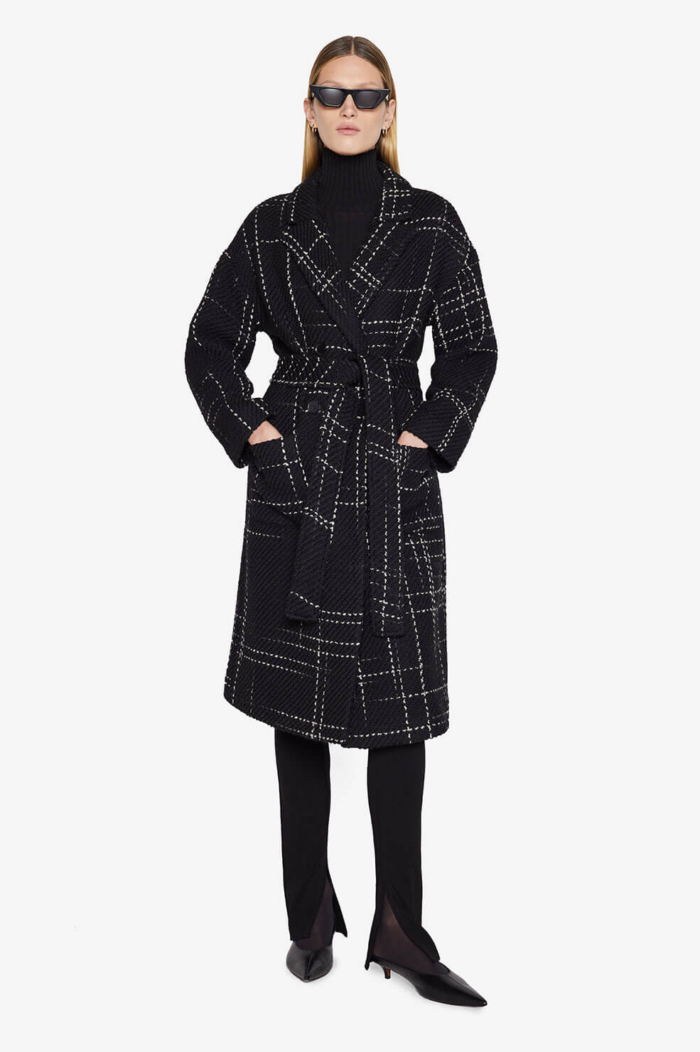Norma Coat - Black Plaid | Anine Bing
