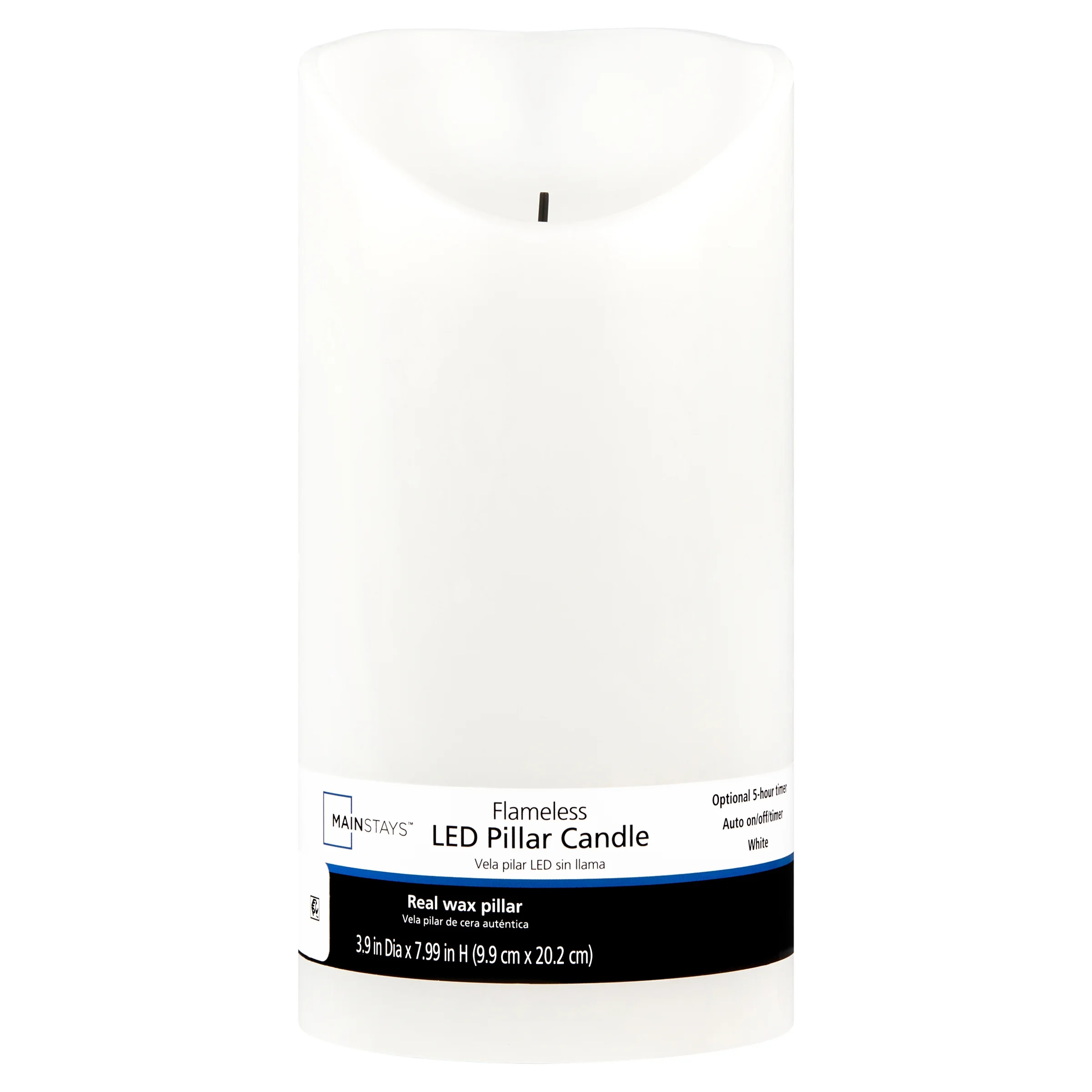 Mainstays Unscented Flameless LED Pillar Candle, White, 4 x 8 in | Walmart (US)