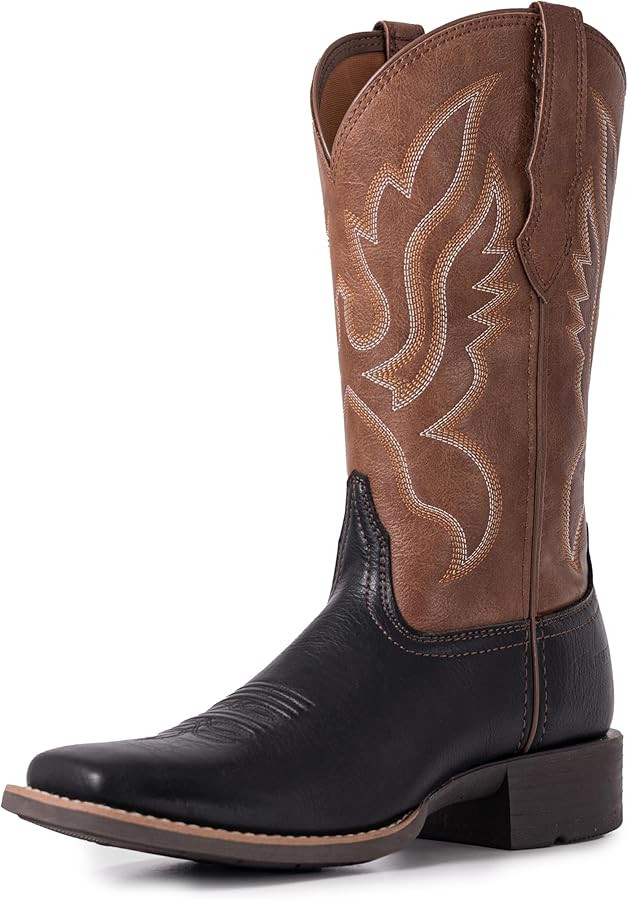 Women's Cowboy Boots for Women Mid Calf Cowgirl Boot Pull On Ladies Western Embroidered Square To... | Amazon (US)