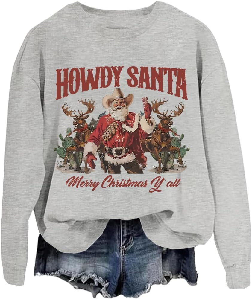 Merry Christmas Y'all Sweatshirt, Howdy Santa Merry Chistmas Y'all Sweatshirt, Howdy Santa Sweats... | Amazon (US)