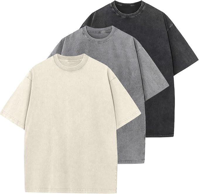 Men's Cotton T-Shirts Oversized Unisex Short Sleeves Casual Loose Wash Solid Basic Tee Tops | Amazon (US)