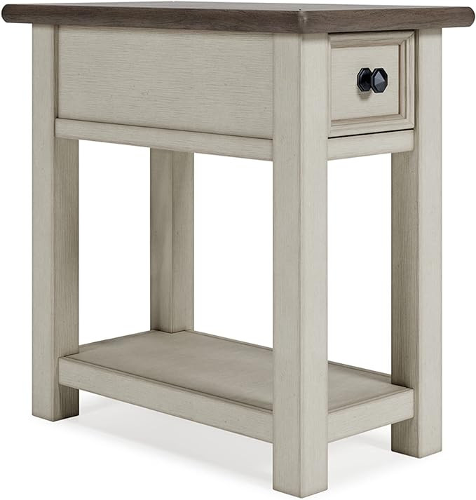 Signature Design by Ashley Bolanburg Farmhouse Chair Side End Table, Light Brown & Whitewash | Amazon (US)