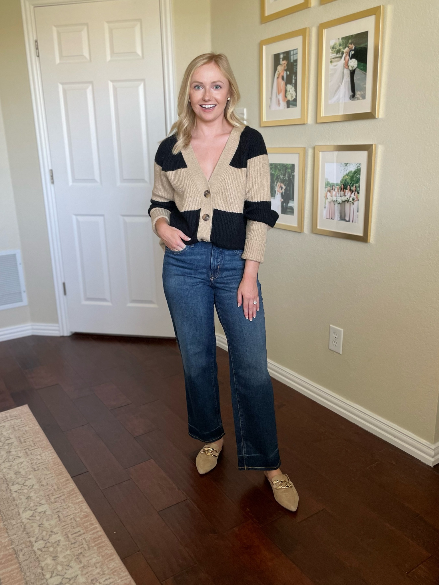 Wearing a 2P in jeans and XS in cardigan | straight jeans, straight denim, dark denim, fall cardigan, neutral cardigan, fall outfit 

#LTKBacktoSchool #LTKFind #LTKSeasonal