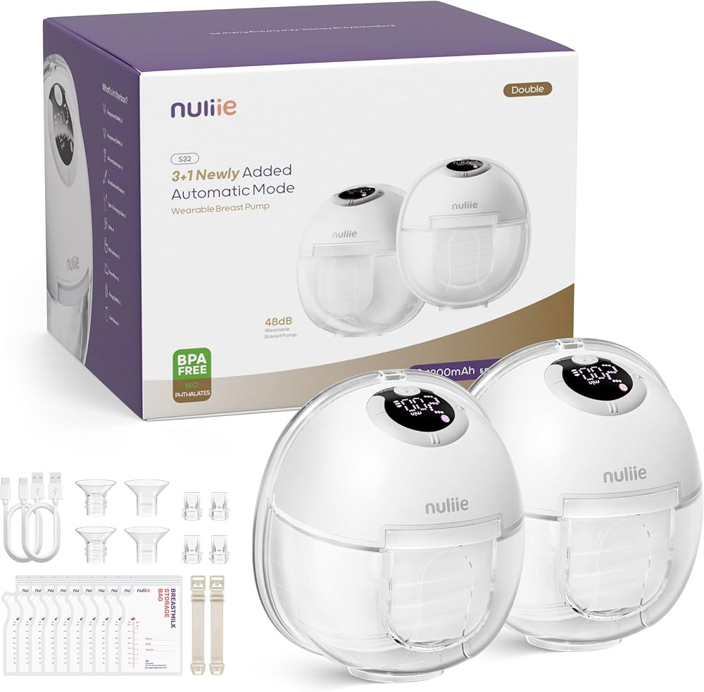 Nuliie Hands-Free Breast Pump S32, Wearable Breastfeeding Pump 4 Modes 9 Levels with 18/21/24MM F... | Amazon (US)