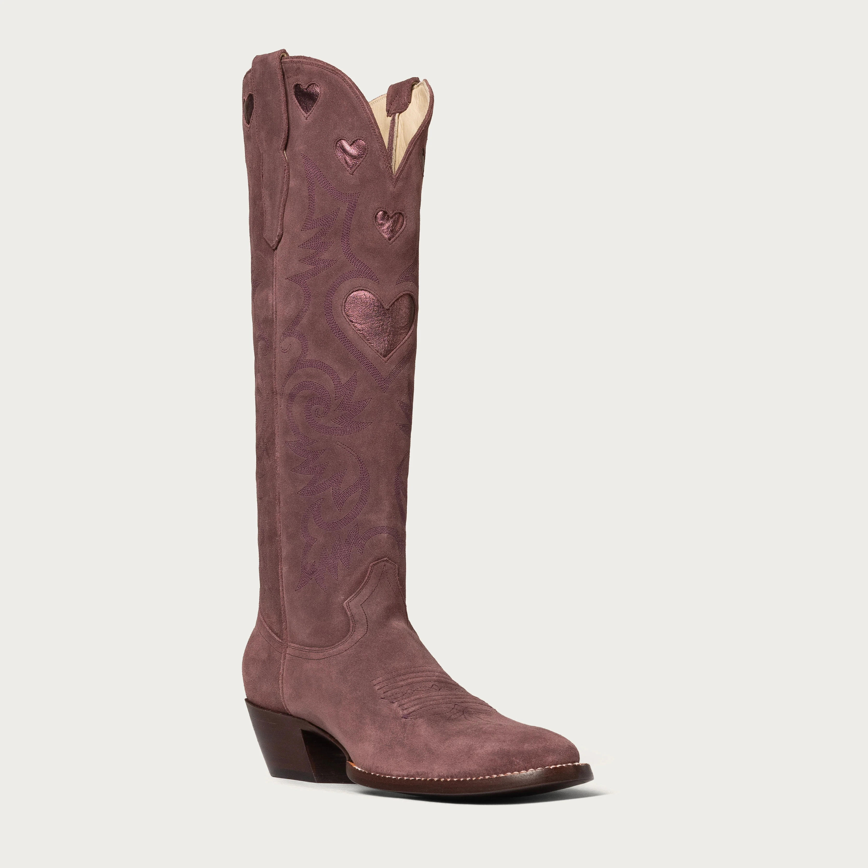 The Heart Boot Sangria Suede and Sangria Metallic | CITY Boots