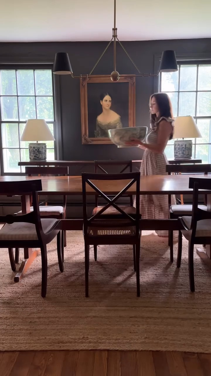 Layering the dining room for fall 🍂 I always keep the table partially set with chargers and plates even when not in use. I think it creates a more inviting and welcoming space.  Also...I made these lamps and linked everything you need to make them. Details can be found on my Instagram in a lamp highlight 🤍 wearing a small in this dress. 

My dress is once again from @mareathebrand. I'm completely obsessed with their new fall line. I'll link it for you in stories 🤎#setthetable #falldiningroom #diningroomstyling #tablestyling #romantisizeyourlife #falldecor #cozyhome #interiorstyling #simplefalldecor

#LTKSeasonal #LTKHome #LTKStyleTip