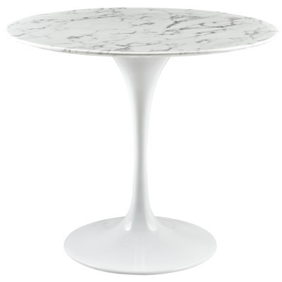 36" Lippa Round Artificial Marble Dining Table White - Modway: Pedestal Base, Non-Extension, Seats 2 | Target