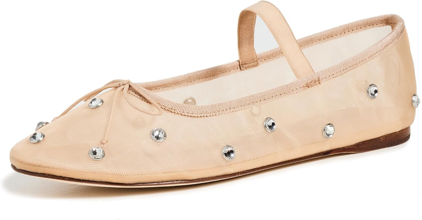 GERULATA Clear Crystal Tulle Bow Ballet Flats Shoes for Women Rhinestone Mesh Ballerina Shoes Stu... | Amazon (US)