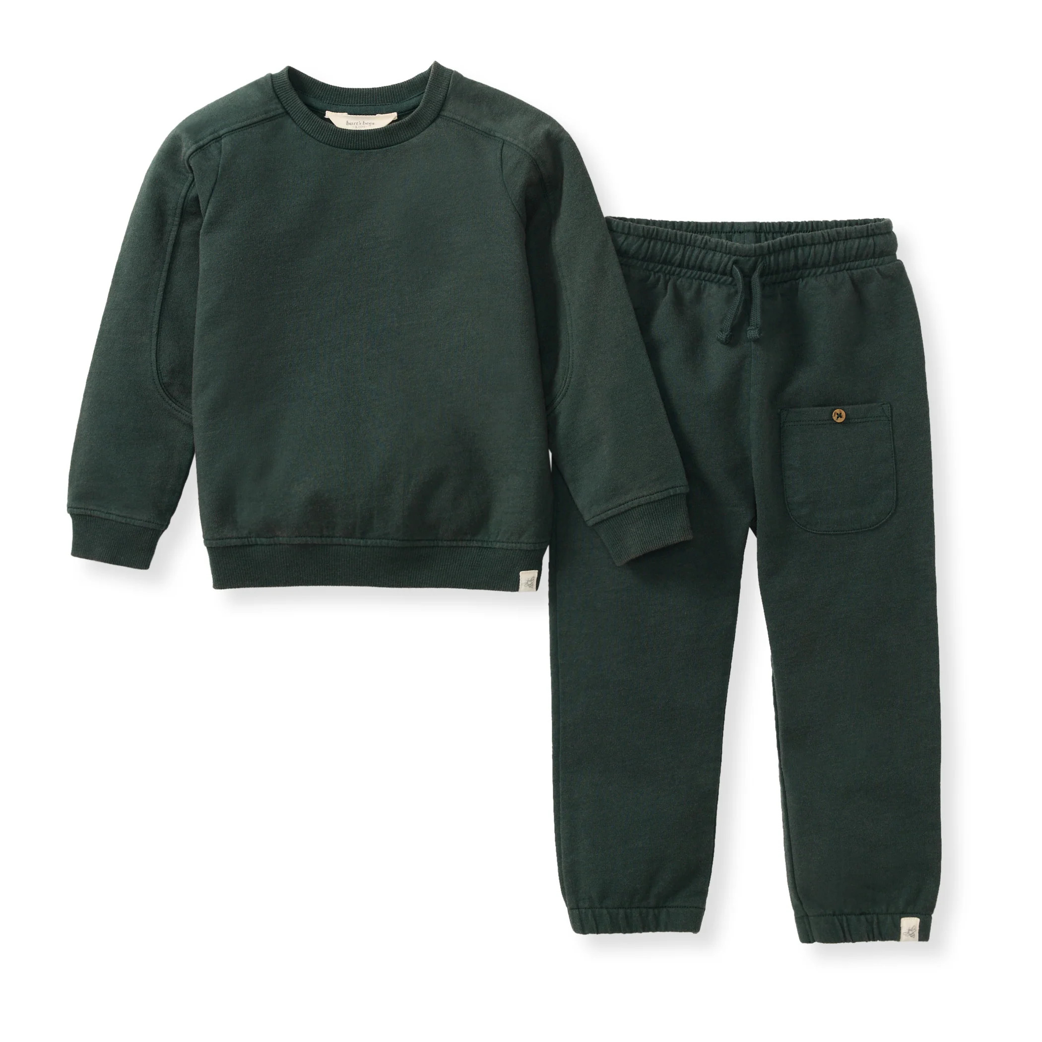 Acid Wash Sweatshirt & Pants Set - Zucchini Green | Burts Bees Baby