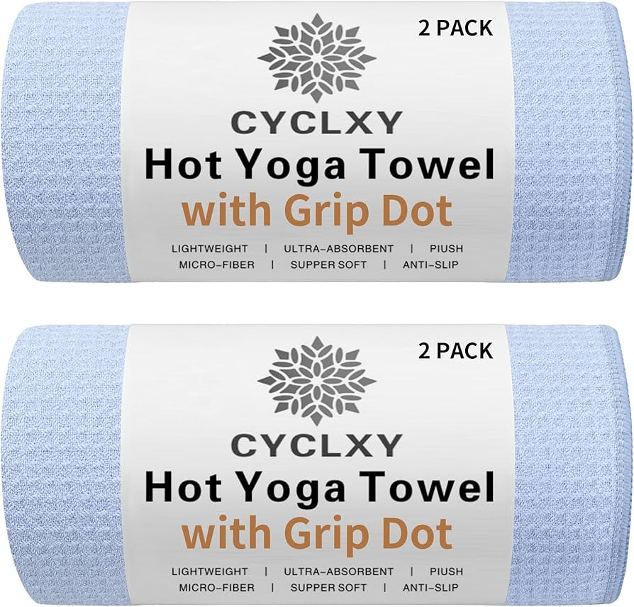 2 Pack Hot Yoga Towel with Grip Dot，Stickyfiber Yoga Mat Towels Non Slip for Hot Yoga,Absorbent... | Amazon (US)