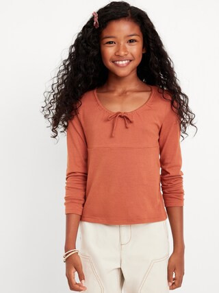 Long-Sleeve Tie-Neck Top for Girls | Old Navy (US)