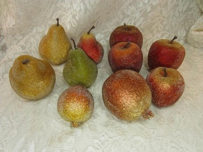 *VTG Fruit Artificial Sugared Apples, Pears, Pomegranantes, Beaded Display | eBay US
