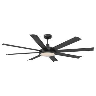 Flint Garden 60 in. Indoor Integrated Dimmable LED Matte Black 8-Blades Ceiling Fan with Light an... | The Home Depot