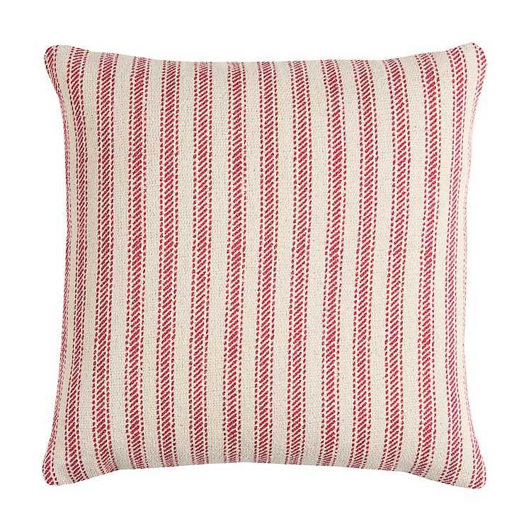 Red and Natural Ticking Stripe Pillow | Kirkland's Home