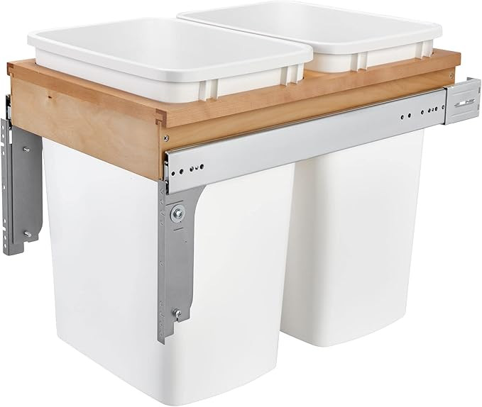 Rev-A-Shelf Top Mount Double Pullout Under Cabinet 35 Quart Kitchen Trash Cans with 150 Pound Rat... | Amazon (US)