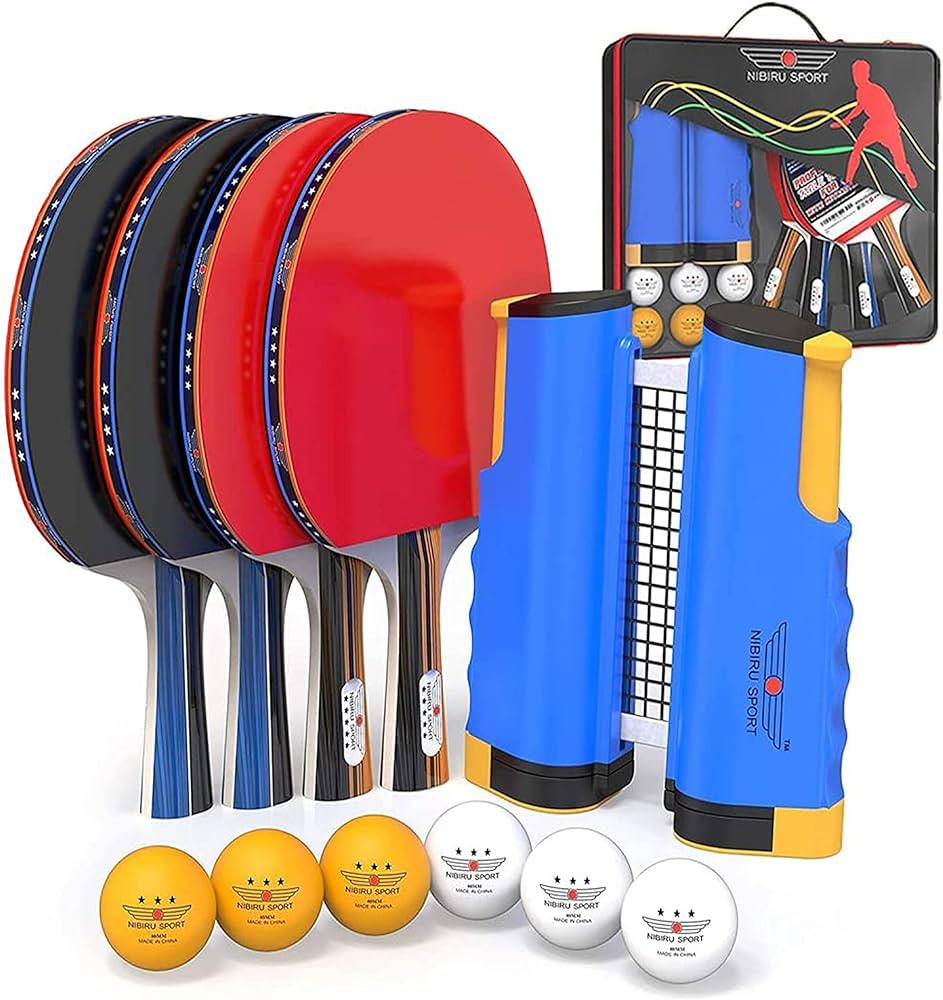 NIBIRU SPORT Ping Pong Paddles Set - Professional Table Tennis Rackets and Balls, Retractable Net... | Amazon (US)