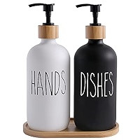 MOMEEMO Glass Soap Dispenser Set, Contains Glass Hand Soap Dispenser and Glass Dish Soap Dispense... | Amazon (US)