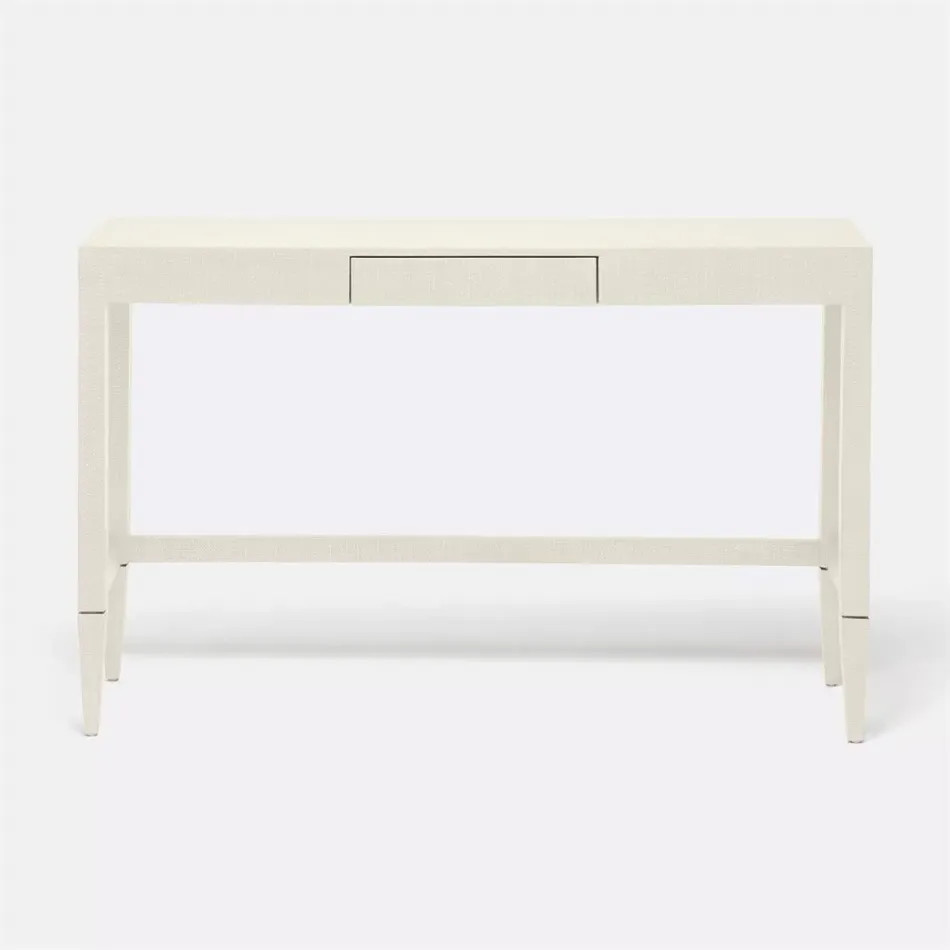 Conrad Slim Narrow Console 48"L x 12"W x 31"H Off-White Faux Raffia | Gracious Style