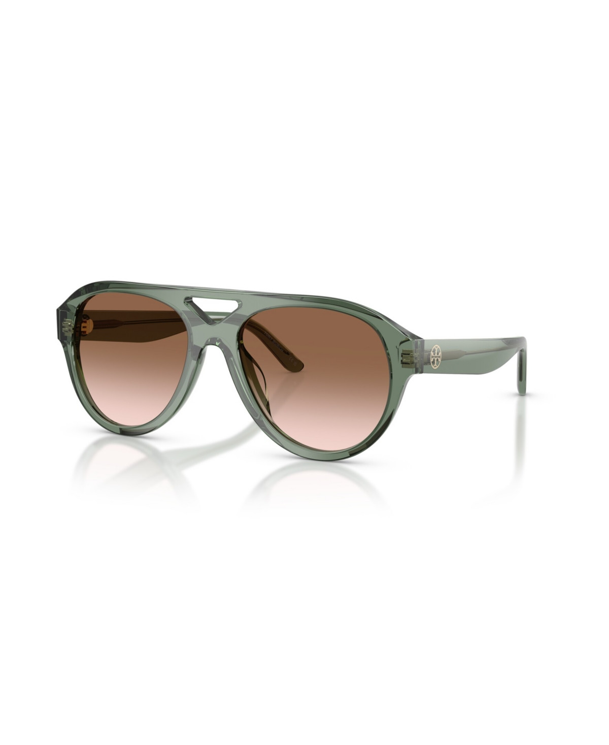 Tory Burch Women's Pilot Sunglasses, TY7233U - Transparent Sage | Macy's