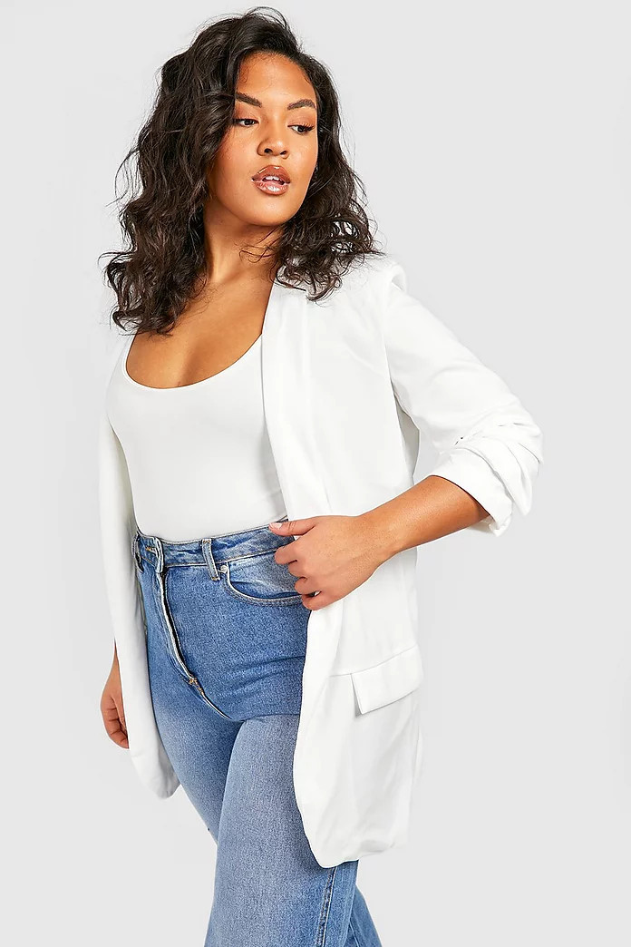 Plus Ruched Sleeve Blazer | Boohoo.com (US & CA)