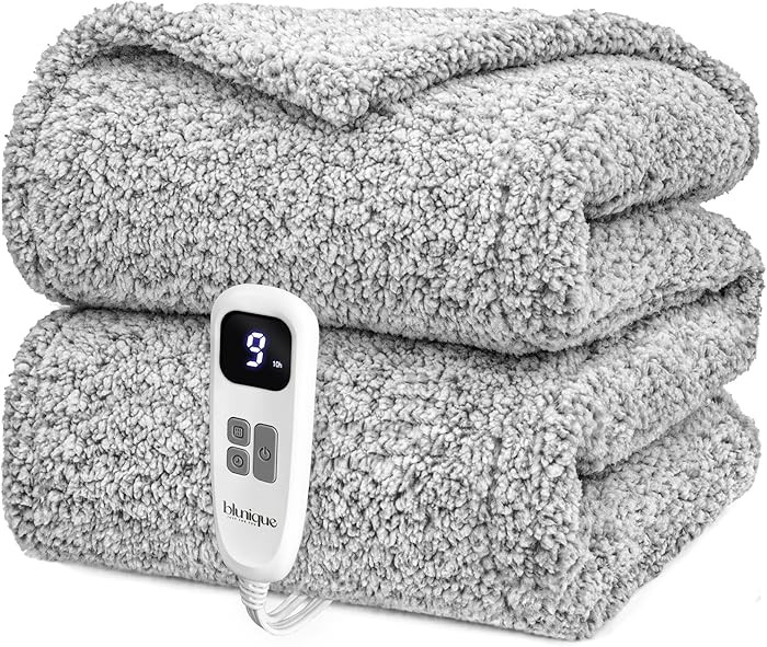 Heated Blanket Electric Blanket Throw - Fast Heating Blanket Throw Double Sided Sherpa Ultra Soft... | Amazon (US)