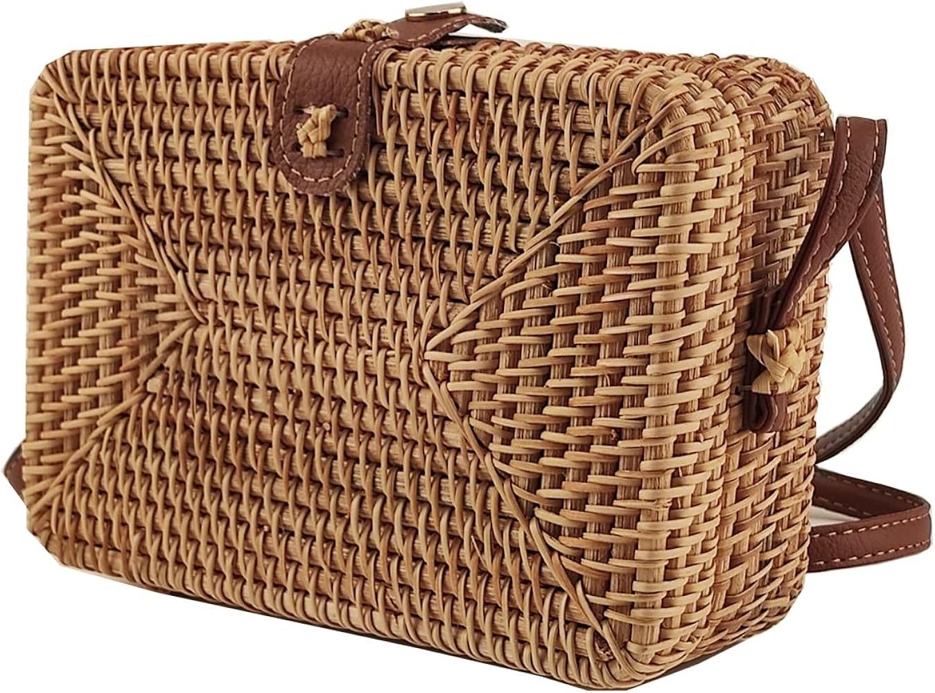 Moonorn Handwoven Rattan Bag, Square Beach bag for Women, Summer Cross body Bag, Boho Shoulder ba... | Amazon (US)