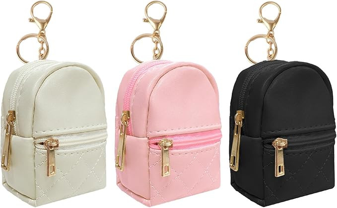 LYDZTION 3Pcs Mini Backpack Cute Cosmetic Bag for Women,PU Leather Makeup Bag Key Pocket Lipstick... | Amazon (US)