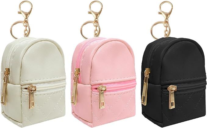 LYDZTION 3Pcs Mini Backpack Cute Cosmetic Bag for Women,PU Leather Makeup Bag Key Pocket Lipstick... | Amazon (US)