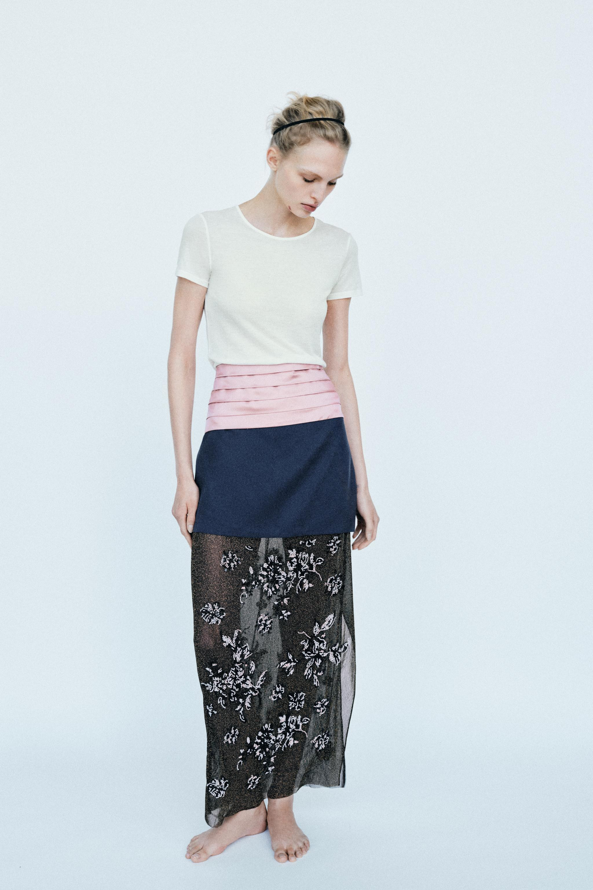 BEADED COMBINATION SKIRT | Zara US