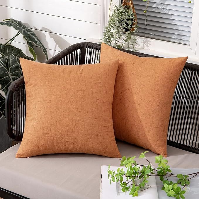 MIULEE Pack of 2 Fall Outdoor Throw Pillow Covers Waterproof Decorative Soft Pillowcases Linen Fa... | Amazon (US)