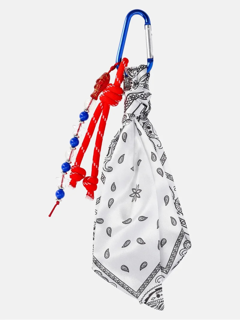 No Boundaries Women's Americana Bag Charm, White Bandana | Walmart (US)