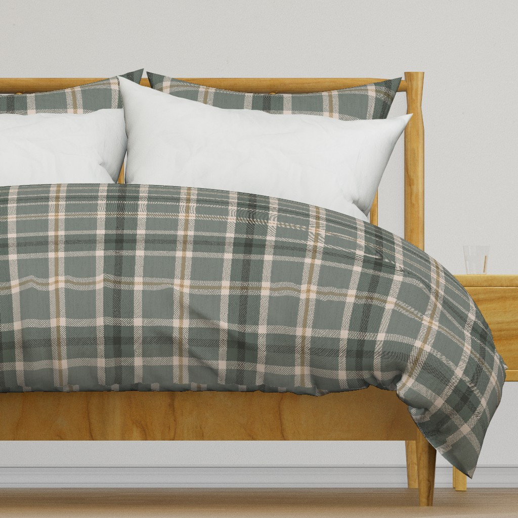 L Heritage Tartan Plaid in Woodland Sage Green - Equestrian Autumn Check Duvet Cover | Spoonflowe... | Spoonflower