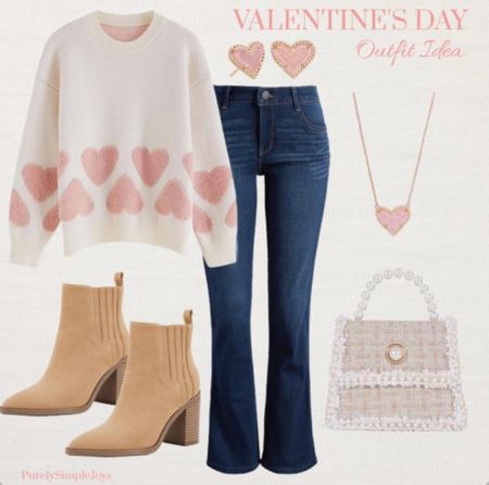 Valentine’s Day Outfit idea 
Heart sweater 
Pearl bag
Amazon outfits 


#LTKfindsunder50 #LTKSeasonal #LTKstyletip