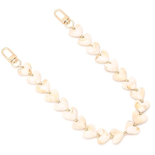 AUMEY Acrylic Heart Bag Chain Purse Charm Versatile handbag Chain Strap Wallet Handle Replacement Handbag Accessory (01-Beige) | Amazon (US)