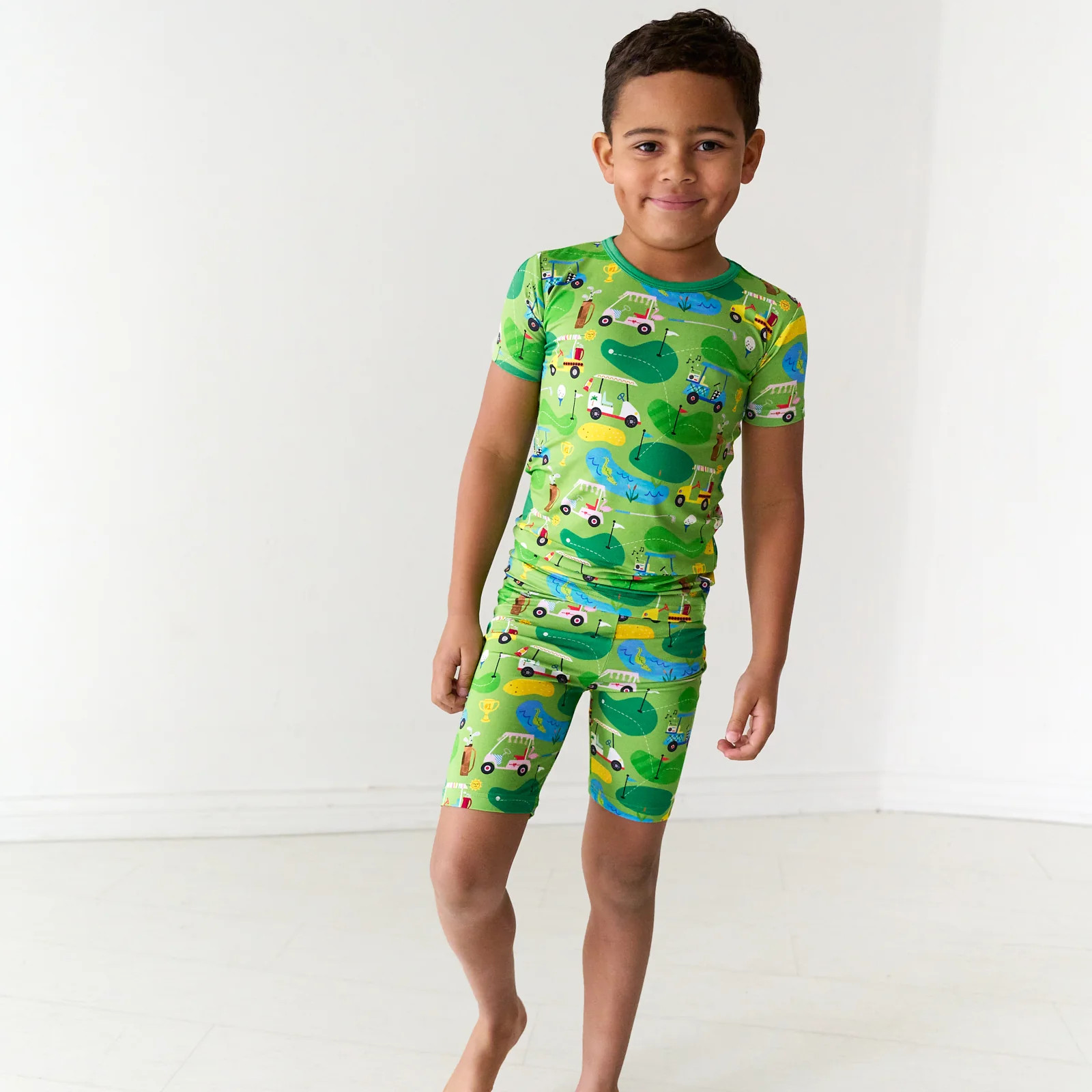 Fairway Fun Two-Piece Short Sleeve & Shorts Pajama Set | Little Sleepies