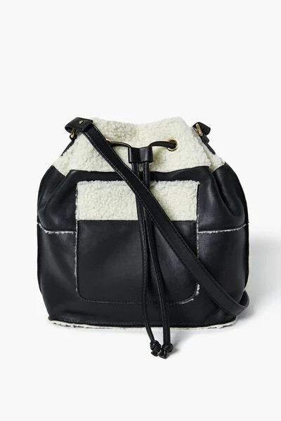 Faux Shearling-Trim Bucket Bag | Forever 21 (US)