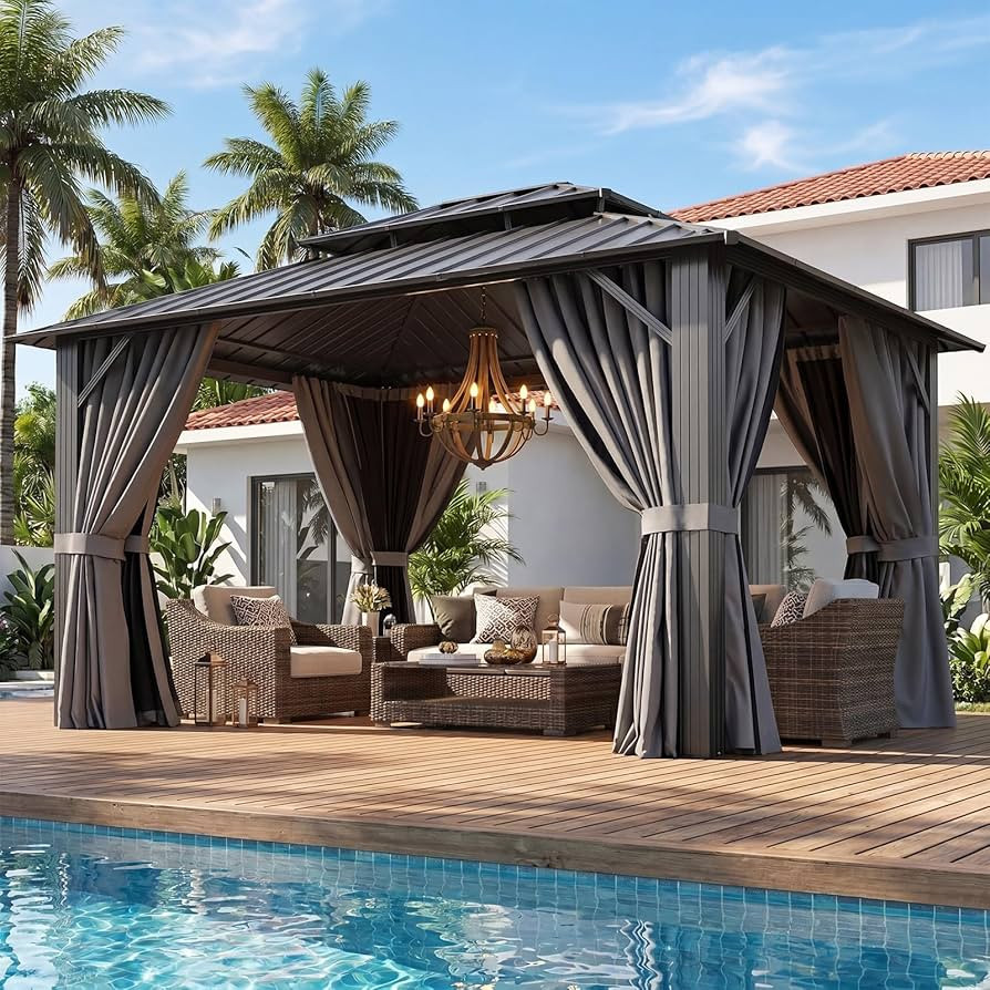 Aoxun 10x12 Gazebo Hardtop Gazebo with Double Galvanized Steel Roof Outdoor Pavilion with Breatha... | Amazon (US)