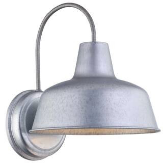 1- Light Galvanized Outdoor Wall Lantern Sconce | The Home Depot
